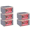 Wardrobe Organizer for Clothes BMG Import Export Cloth Storage Bag with Zipper Clothes Organizer with Transparent Window Non Wowen Material Cloth Cover for Saree Lehengha Shuit Dress Grey (Pack of 5)