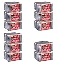 Wardrobe Organizer for Clothes BMG Import Export Cloth Storage Bag with Zipper Clothes Organizer with Transparent Window Non Wowen Material Cloth Cover for Saree Lehengha Shuit Dress Grey (Pack of 11)