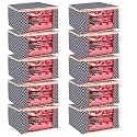 Wardrobe Organizer for Clothes BMG Import Export Cloth Storage Bag with Zipper Clothes Organizer with Transparent Window Non Wowen Material Cloth Cover for Saree Lehengha Shuit Dress Grey (Pack of 10)