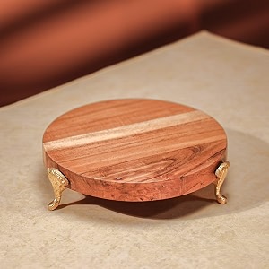 warli acacia wood riser with metal feet - handcrafted home decor stand intricately designed for shelves and tables bringing elegance and style to any room perfect display piece