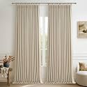 Warm Beige Linen Blend Room Divider Curtains 105 Inches Long 2 Panels Set, Elegant Pinch Pleated Blackout Double Layer Natural Burlap Pivacy Drapes with Hooks Rings for Dormroom Windows 40 x 105 Inch