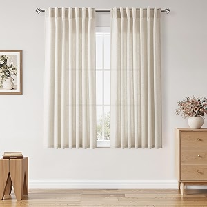 Warm Beige Linen Curtains 63 Inches Long