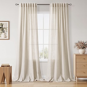 Warm Beige Linen Curtains 90 Inch Long