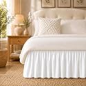 Warm White Bed Skirt King Size 12" Drop, Elastic Wrap Around Bedskirt