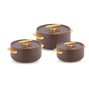 warmeo pearl round shape inner steel casserole bpa freeadvanced pu insulationkeeps food hot amp fresh for long hourschapati roti biryani and more set of 3 15002000 2500ml color- iron grey