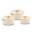 WARMEO Pearl Round Shape Inner Steel Casserole| BPA Free|Advanced P.U. Insulation|Keeps Food hot &amp; Fresh for Long Hours|Chapati, Roti, Biryani and More Set of 3 (1500,2000, 2500ml) Color- Iron Grey