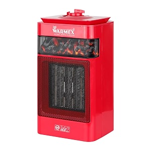 warmex bonfire room heater for home  fast heating with 2 heat setting 7501500w  ideal for bedroom and office  silent operation for small space  oscillation amp fan mode safety features red