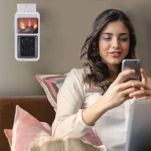 warmex mini bonfire ptc electric room heater for home winter  fast heating with 400 w  easy to carry ideal for bedroom and office  silent operation for small space  timer mode 180 rotating