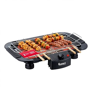 warmex 2000w electric barbeque grill with adjustable temperature control  portable smokeless bbq grill for indoor amp outdoor use  non-stick grill for chicken fish paneer tikka kebabs amp vegetables