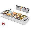 Extra Large Food Warming Mat 580W (XXXL 40"X15"), Electric Warming Tray Silicone Food Warmers for Parties Buffet with Insulated Mat, 7-Temp &amp; 8H Timer, Fast Heating Portable Heating Pad for Daily Use