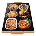 Warming Trays for Buffets Party, 32"x18", Tempered Glass Food Warmer, Black