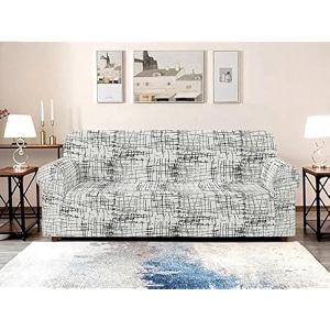 warmland three seater polyester sofa cover big elasticity for couch flexible stretch sofa slipcover beige 185-230 cm
