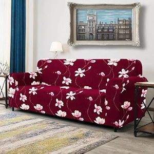 warmland two seater polyester sofa cover big elasticity for couch flexible stretch sofa slipcover red145-185 cm