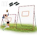 WARMOUNTS 2-in-1 Volleyball Rebounder Net System, Adjustable from 7x5 ft to 4x5 ft, 5-Angl Bounce Back Net, Training Equipment for Volleyball Rebounder Bumping Spiking Multi Sports Practice