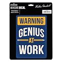 Warning Genius at Work Adhesive Vinyl Decal - Funny Sticker for Car, Laptop or Water Bottle - Great Gift Idea
