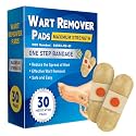 Wart Remover Pads, Maximum Strength One Step Bandages for Hands Neck Feet Fingers, Stays on All Day, 30 Treatments