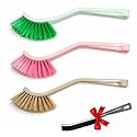 Wash Basin Cleaning Brush Set Mini Sink Scrubber for Kitchen Bathroom Plastic Bristle Multipurpose Utility Cleaning Tool Multicolor Pack of 3