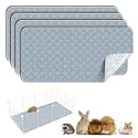 FunFurry Washable Guinea Pig Cage Liner - 4 Pack Reusable Washable Pee Pads，Waterproof Guinea Pig Bedding for Small Animal - Rabbit Bunny Hamster Puppy (Light Grey, 24" X 47" - 4 Pack)