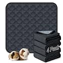 FunFurry Washable Guinea Pig Cage Liner - 4 Pack Reusable Washable Pee Pads，Waterproof Guinea Pig Bedding for Small Animal - Rabbit Bunny Hamster Puppy (Dark Grey, 12" X 12" - 4 Pack)