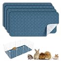Washable Guinea Pig Cage Liner - 4 Pack Reusable Washable Pee Pads，Waterproof Guinea Pig Bedding for Small Animal - Rabbit Bunny Hamster Puppy (Blue, 24" X 47" - 4 Pack)