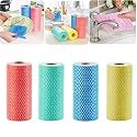 Full Clean Washable Kitchen Printed Tissue Towels - Non-Woven Reusable and Washable Kitchen Printed Tissue Roll - 1 Roll - 120 Wipes Pulls