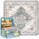 SCLOSE Washable Pee Pad for Dogs 2 Pack, 36" x 36" Reusable Puppy Pads Waterproof Dog Rugs, Super Absorbent, Leakproof, Dog Crate Pad, Playpen Mat, Whelping Pads, Blue Medallion
