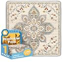 SCLOSE Washable Pee Pad for Dogs Extra Large, 72" x 72" Reusable Puppy Pads Waterproof Dog Rugs, Super Absorbent, Leakproof, Dog Crate Pad, Playpen Mat, Whelping Pads, White Medallion