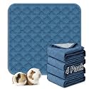 FunFurry Washable Guinea Pig Cage Liner - 4 Pack Reusable Washable Pee Pads，Waterproof Guinea Pig Bedding for Small Animal - Rabbit Bunny Hamster Puppy (Blue, 12" X 12" - 4 Pack)