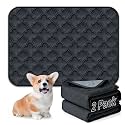 FunFurry Washable Pee Pads for Dogs - 2 Pack Reusable Pee Pads，Waterproof Puppy Pads，Pet Training Pads，Super Absorbent with Dog Paw Shape Non-Slip Backing (Dark Grey, 18" X 24" - 2 Pack)