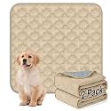 FunFurry Washable Pee Pads for Dogs - 2 Pack Reusable Pee Pads，Waterproof Puppy Pads，Pet Training Pads，Super Absorbent with Dog Paw Shape Non-Slip Backing (Cream, 31" X 36" - 2 Pack)