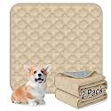FunFurry Washable Pee Pads for Dogs - 2 Pack Reusable Waterproof Puppy Training Pads, Super Absorbent with Dog Paw Shape Non-Slip Backing (Cream, 24" X 24" - 2 Pack)