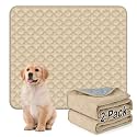 FunFurry Washable Pee Pads for Dogs - 2 Pack Reusable Waterproof Puppy Training Pads, Super Absorbent with Dog Paw Shape Non-Slip Backing (Cream, 41" X 41" - 2 Pack)