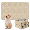 FunFurry Washable Pee Pads for Dogs - 2 Pack Reusable Puppy Pads，Waterproof Training Pads，Guinea Pig Cage Liner, Puppy Pee Pads with Non-Slip Backing (Cream, 36" X 48" - 2 Pack)