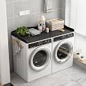 Washer Dryer Countertop, Wave Design Laundry Organizer with Side Hanging Rod &amp; Hooks, Washer Top Shelf for Folding Clothes and Storage