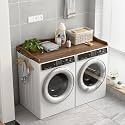 Washer Dryer Countertop, Wave Design Laundry Organizer with Side Hanging Rod &amp; Hooks, Washer Top Shelf for Folding Clothes and Storage