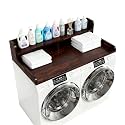 Washer Dryer countertop Wood Washer Dryer countertops 2 Tier Laundry Counter Over Washer and Dryer with Shelf top for Washer and Dryer to fold Clothes,Dark Walnut,L54×W27.5×H12