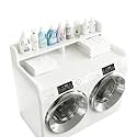 Washer Dryer countertop Wood Washer Dryer countertops 2 Tier Laundry Counter Over Washer and Dryer with Shelf top for Washer and Dryer to fold Clothes,White,L54×W27.5×H12