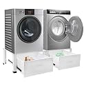 Washing Machine Base Frame, Free Standing Double Base Frame for Washing Machine and Dryer, Steel Washing Machine Base Frame with 2 Drawers, 12.6" Height