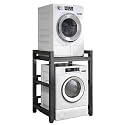 Washing Machine Storage Rack，Adjustable Height Washer Dryer Stand Stacking Kit with 400KG Load Capacity Over Washer Storage Rack for Front Loader Washing Machines Dark Gray Black Leg