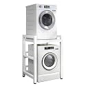 Washing Machine Storage Rack，Height Adjustable Washer Dryer Stand Stacking Kit with 400KG Load Capacity Over Washer Storage Rack Unit for Front Loader Washing Machines White