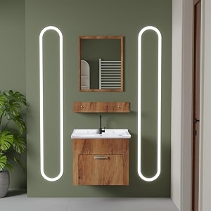wassmist bathroom vanity washbasin cabinet with mirror amp shelf  wall mounted wash basin with cabinet full set  waterproof amp unbreakable brown