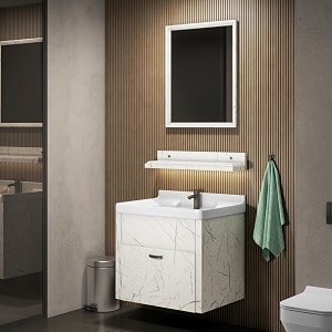 wassmist bathroom vanity washbasin cabinet with mirror amp shelf  wall mounted wash basin with cabinet full set  waterproof amp unbreakable white