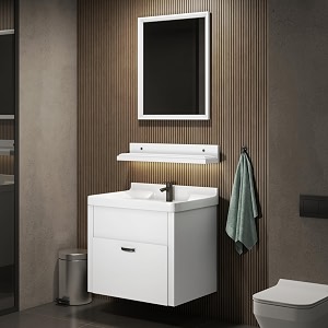 wassmist bathroom vanity washbasin cabinet with mirror amp shelf  wall mounted wash basin with cabinet full set  waterproof amp unbreakable white