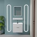 WASSMIST Bathroom Vanity Washbasin Cabinet with Mirror & Shelf | Wall Mounted Wash Basin with Cabinet Full Set | Waterproof & Unbreakable (White)