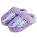 WateLves Girls Slippers Toddler Kids Plush Sequin Slip On Slippers Memory Foam Warm House Shoes for Indoor Outdoor