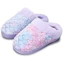 WateLves Girls Slippers Toddler Kids Plush Sequin Slip On Slippers Memory Foam Warm House Shoes for Indoor Outdoor