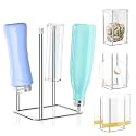 Water Bottle Drying Rack Reusable Bottle Rack Dryer Kitchen Stand Holder Metal Countertop Baby Bottle Drying Rack Water Cup Drying Rack for Plastic Bags, Bottles and Cups (Sliver, Small)