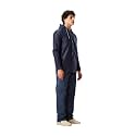 Water Fighter by ZEEL Rain Coat for Men with Adjustable Hood, Polyester Waterproof Full Sleeves, Top and Bottom Set Rainwear, Front Zip with Flap, Lightweight Raincoat (EWF79, True Navy, L)