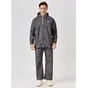 Water Fighter by ZEEL Rain Coat for Men with Adjustable Hood, Polyester Waterproof Full Sleeves, Top and Bottom Set Rainwear, Front Zip with Flap, Lightweight Raincoat (EWF79, Asphalt, 2XL)