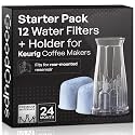 Water Filter Holder and 12 Water Filters for Keurig K-Compact, K-Duo Hot & Iced, K-Duo, K-Duo Essentials, K-Latte - for Use in All Keurig Brewers with Water Reservoir Shorter than 8” Tall